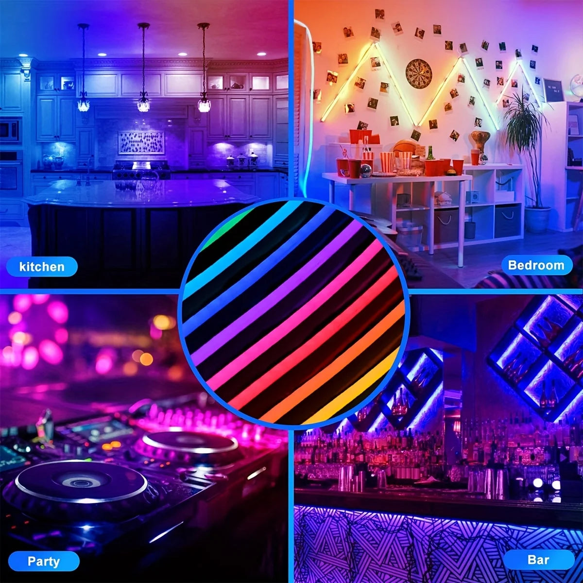 Smart LED Strip Lights RGB Neon Sign Tape Ribbon Backlight Bluetooth DC5V USB Flexible App&Remote Control Gaming Room Decoration