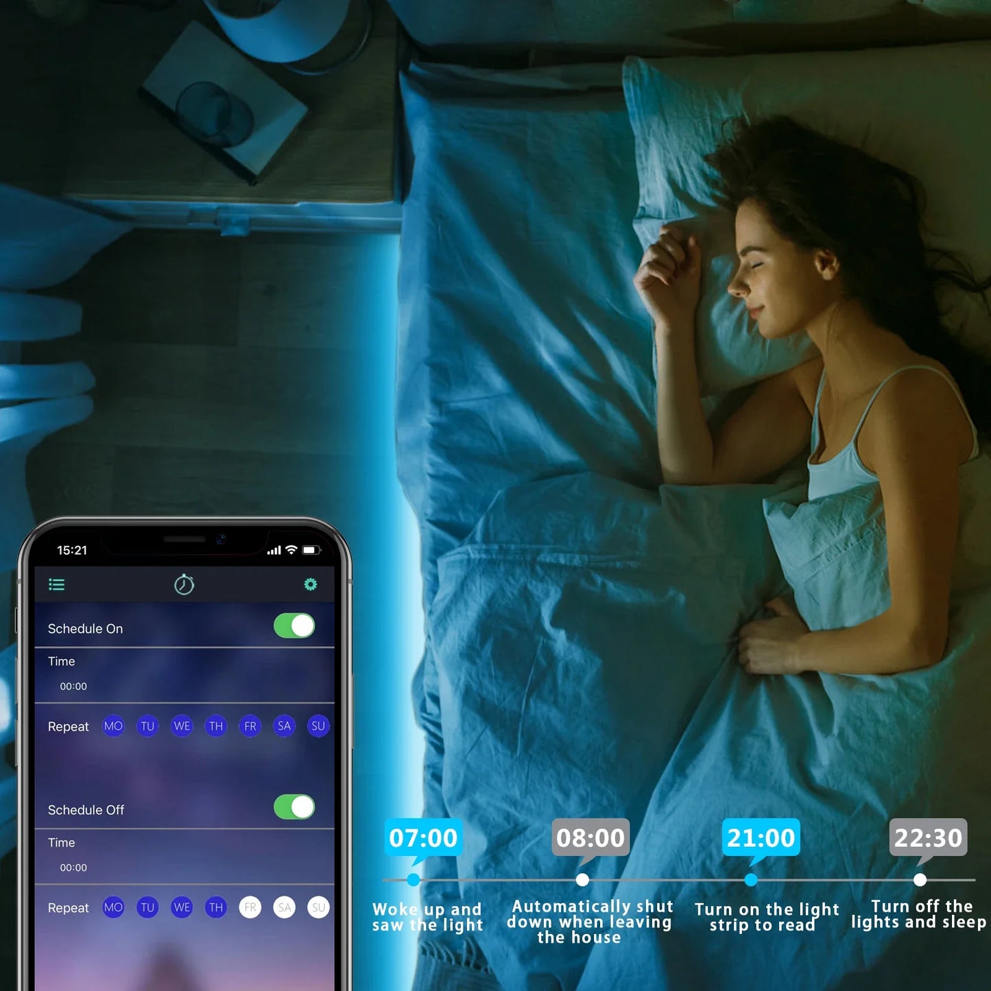 Smart LED Strip Lights RGB Neon Sign Tape Ribbon Backlight Bluetooth DC5V USB Flexible App&Remote Control Gaming Room Decoration