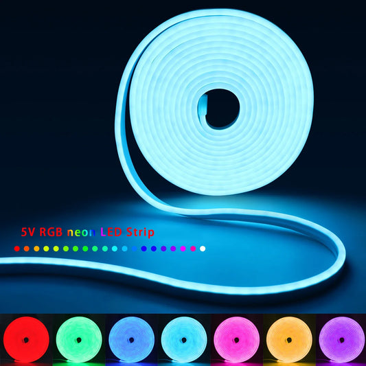 Smart LED Strip Lights RGB Neon Sign Tape Ribbon Backlight Bluetooth DC5V USB Flexible App&Remote Control Gaming Room Decoration