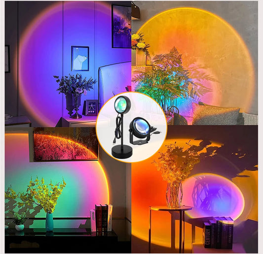 Smart Sunset Lamp Tuya USB Sunset Projector Light RGB Smart Life APP Remote For Room Photography Background Decor Lighting