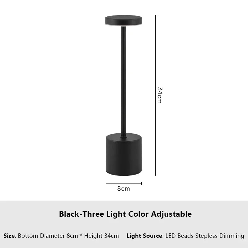 Table Lamp LED Touch Sensor Desktop Night Light Rechargeable Wireless Reading Lamp 3Colors Adjustable Creative Ambient Light