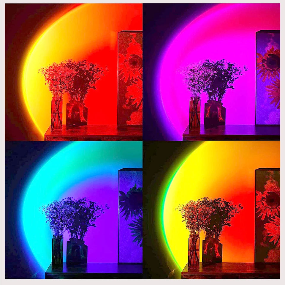 Smart Sunset Lamp Tuya USB Sunset Projector Light RGB Smart Life APP Remote For Room Photography Background Decor Lighting