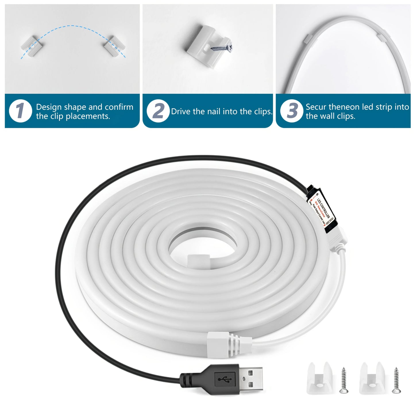 Smart LED Strip Lights RGB Neon Sign Tape Ribbon Backlight Bluetooth DC5V USB Flexible App&Remote Control Gaming Room Decoration