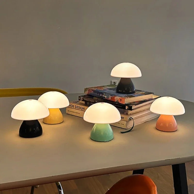 Mushroom LED Table Lamp Touch Dimming USB Charging Night Light for Bedroom/Desk/Coffee Bar Decorative Ambient Night Lighting